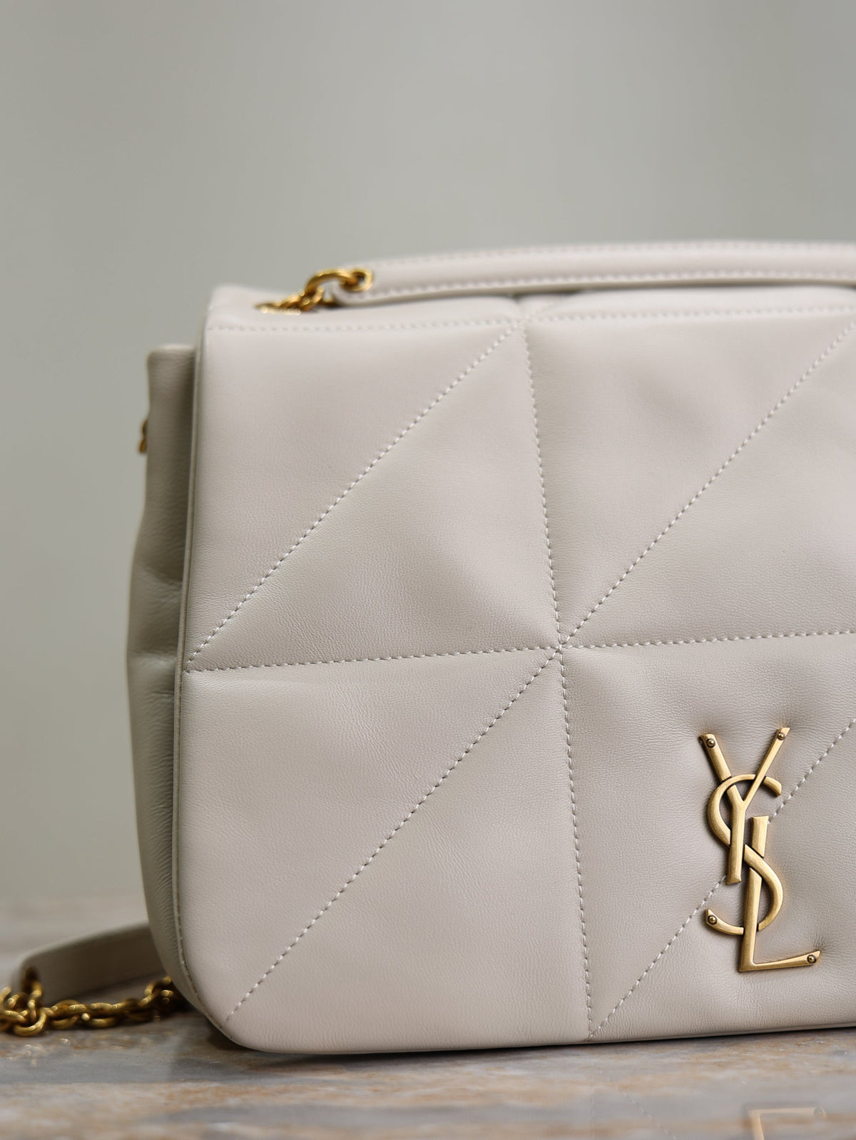 SAINT LAURENT YSL 25S JAMIE 4.3 29 IN BLANC VINTAGE LAMBSKIN GOLD HARDWARE