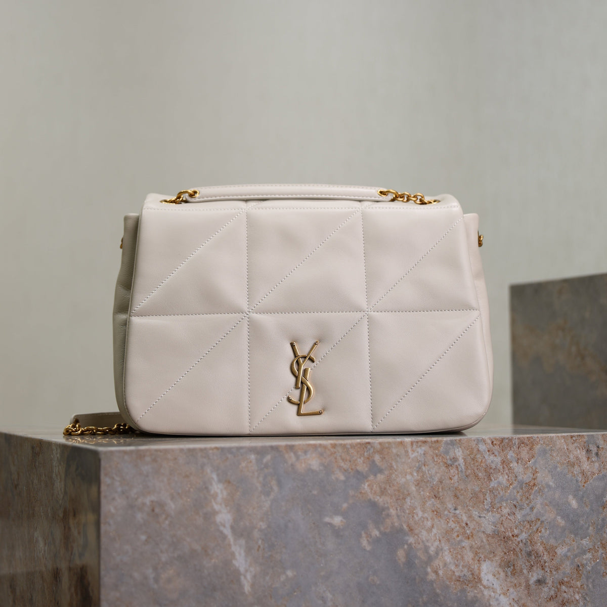 SAINT LAURENT YSL 25S JAMIE 4.3 29 IN BLANC VINTAGE LAMBSKIN GOLD HARDWARE