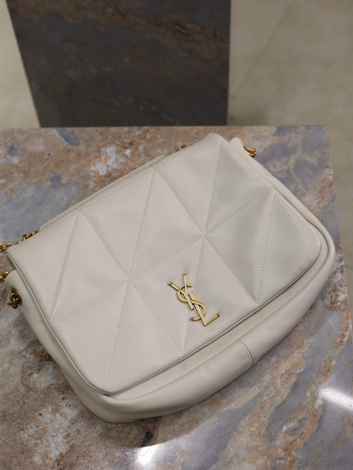 SAINT LAURENT YSL 25S JAMIE 4.3 29 IN BLANC VINTAGE LAMBSKIN GOLD HARDWARE
