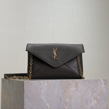 SAINT LAURENT YSL 25S CALYPSO MINI 19 IN CHARCOAL GRAY LAMBSKIN GOLD HARDWRE