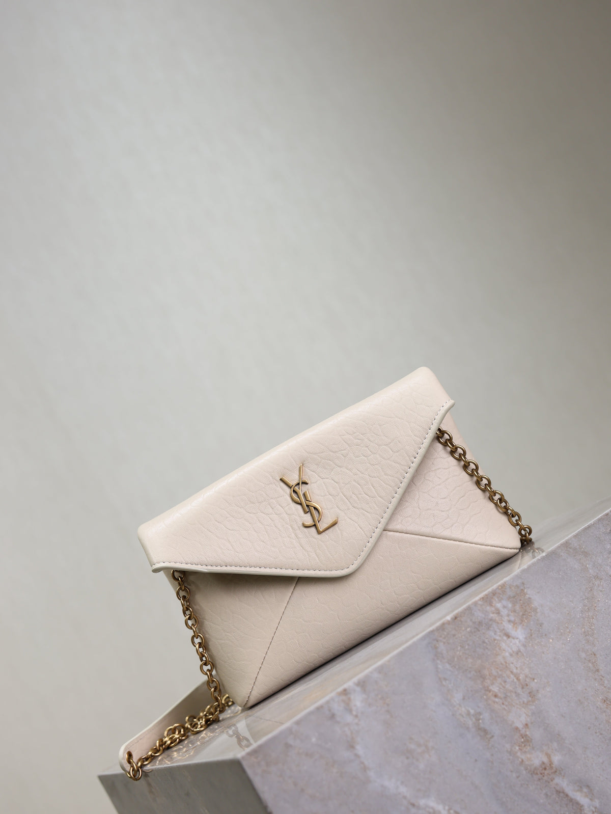 SAINT LAURENT YSL 25S CALYPSO MINI 19 IN BLANC VINTAGE LAMBSKIN GOLD HARDWARE