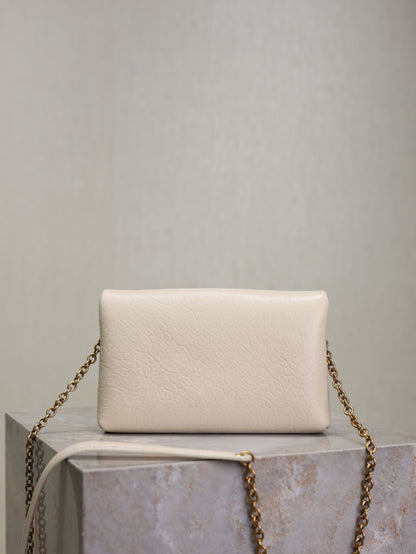 SAINT LAURENT YSL 25S CALYPSO MINI 19 IN BLANC VINTAGE LAMBSKIN GOLD HARDWRE