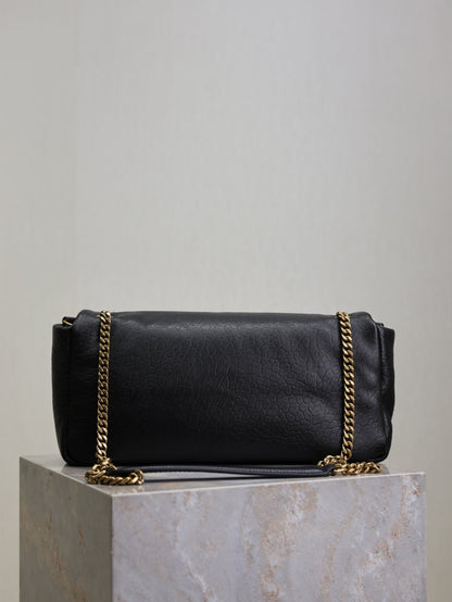 SAINT LAURENT YSL 25S CALYPSO 30 IN BLACK GRAINED CALFSKIN GOLD HARDWARE