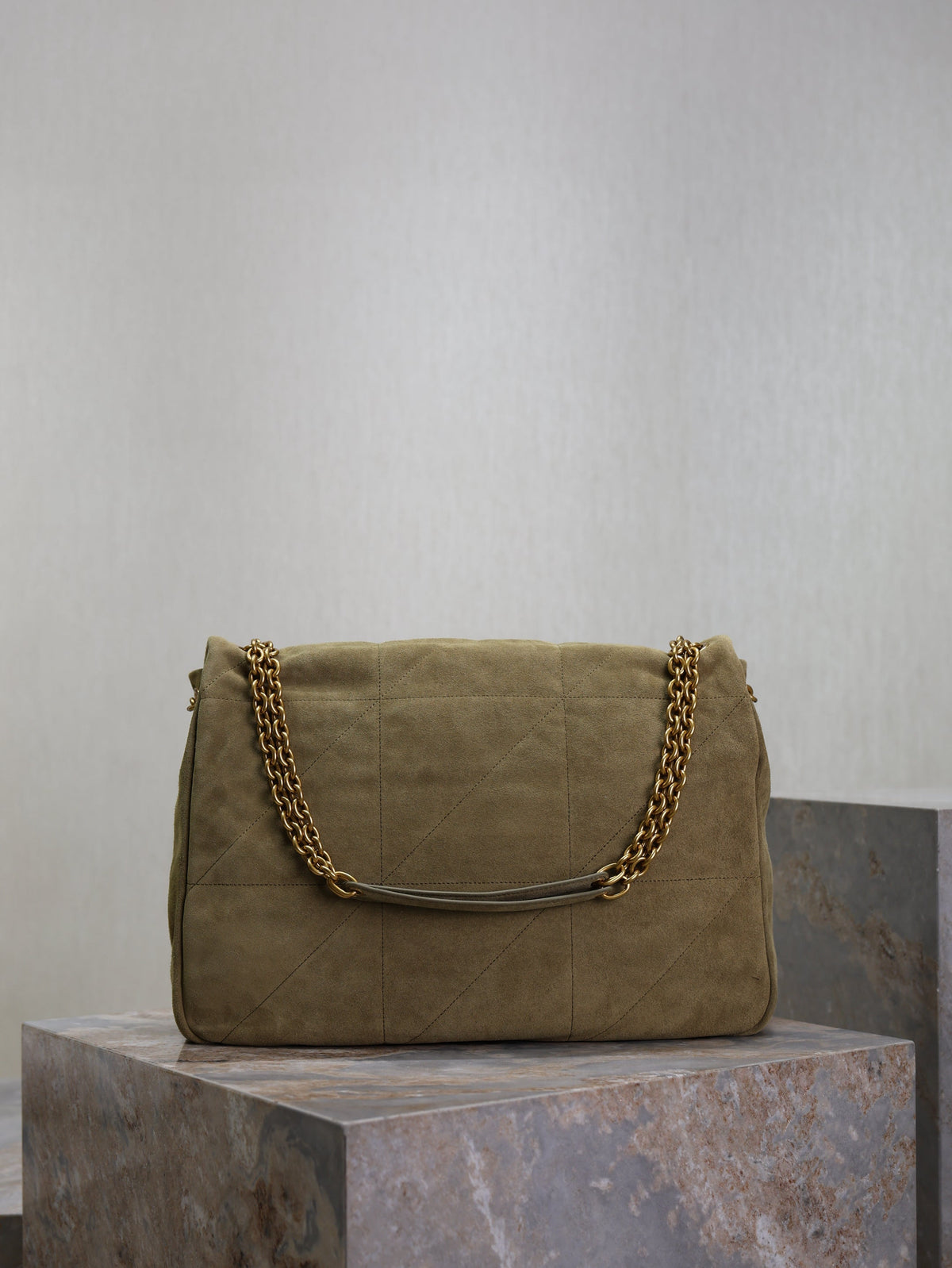 SAINT LAURENT YSL 25S LARGE JAMIE 43 IN MUTED KHAKI SUEDE GOLD HARDWARE