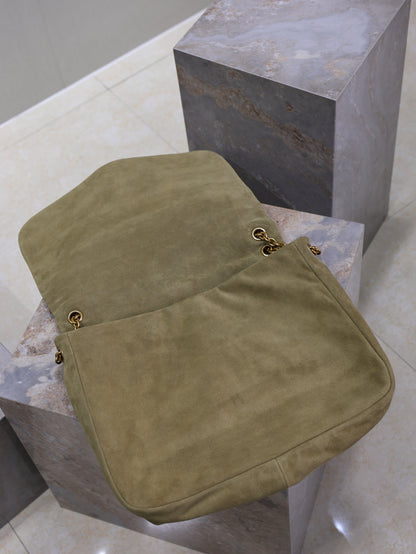SAINT LAURENT YSL 25S LARGE JAMIE 43 IN MUTED KHAKI SUEDE GOLD HARDWARE