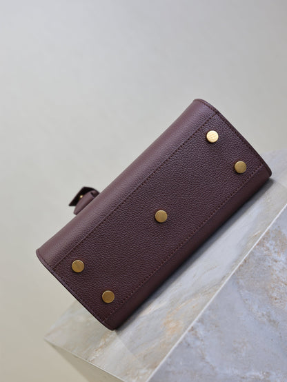 SAINT LAURENT YSL 25S SAC DE JOUR 22 IN ROUGE CABERNET SUPPLE GRAINED CALFSKIN