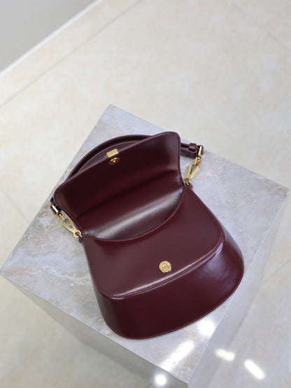 YSL 25S MINI VOLTAIRE 21 IN ROUGE CABERNET CALFSKIN SAINT LAURENT GOLD HARDWARE