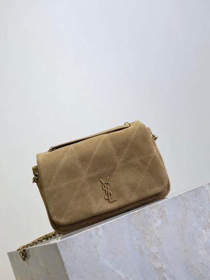SAINT LAURENT YSL 25S JAMIE 4.3 MINI 20 IN CARAMEL COGNAC SUEDE GOLD HARDWRE
