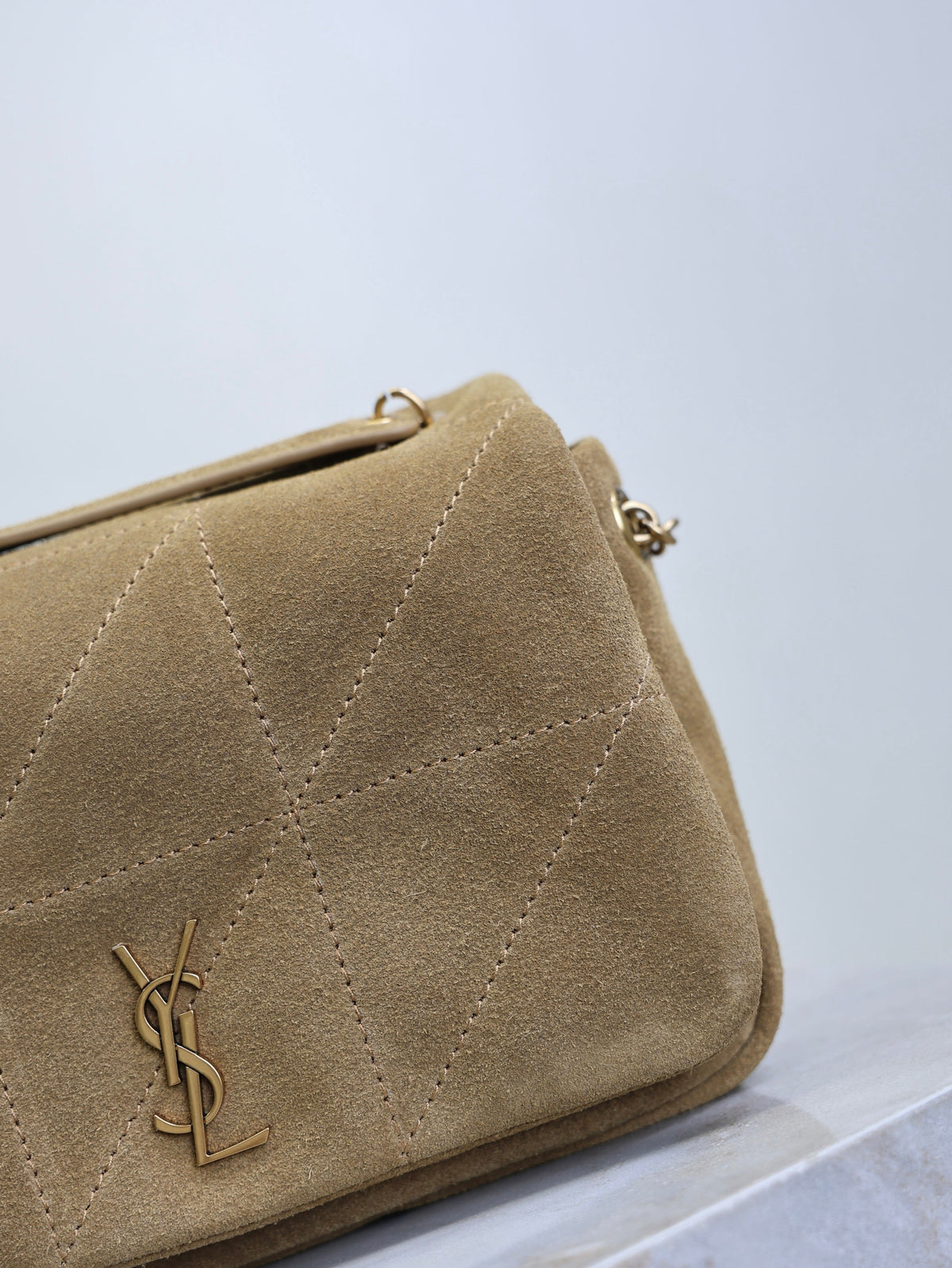 SAINT LAURENT YSL 25S JAMIE 4.3 MINI 20 IN CARAMEL COGNAC SUEDE GOLD HARDWARE