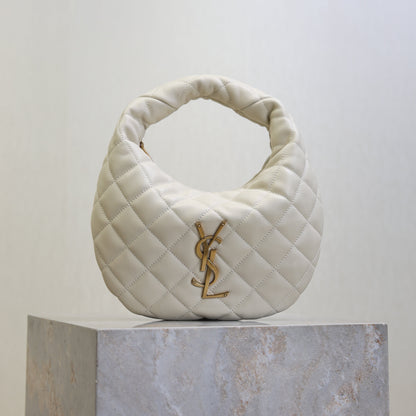 SAINT LAURENT YSL 25S ICARINO 17 IN WHITE QUILTED CALFSKIN GOLD HARDWARE