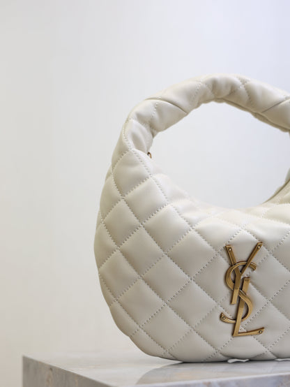 SAINT LAURENT YSL 25S ICARINO 17 IN WHITE QUILTED CALFSKIN GOLD HARDWARE