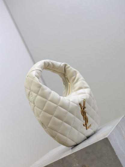 SAINT LAURENT YSL 25S ICARINO 17 IN WHITE QUILTED CALFSKIN GOLD HARDWARE
