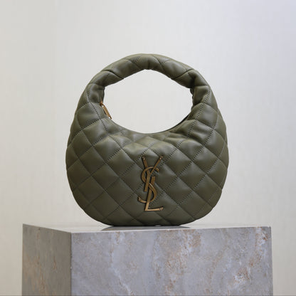 SAINT LAURENT YSL 25S ICARE BABY 17 IN DARK OLIVE QUILTED CALFSKIN GOLD HARDWRE