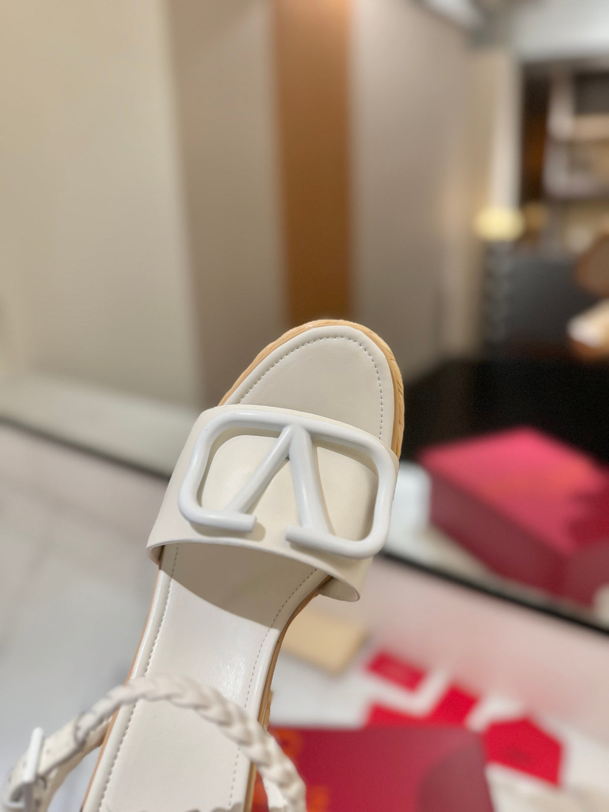 VLTN ESPADRILLE WEDGE SANDALS 25S 115 MM IN WHITE LAMBSKIN