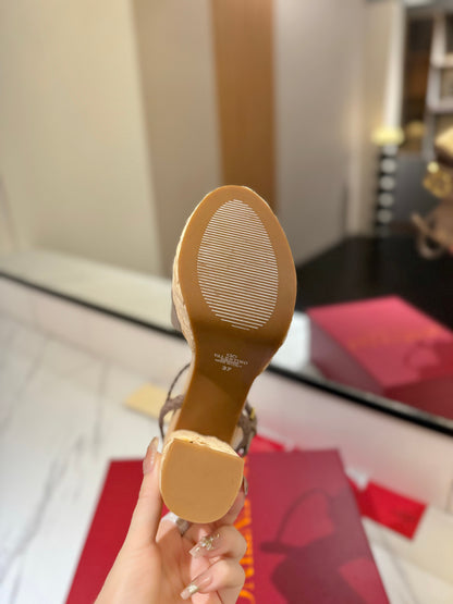 VLTN ESPADRILLE WEDGE SANDALS 25S 115 MM IN BEIGE BROWN LAMBSKIN WITH GOLD HARDWARE