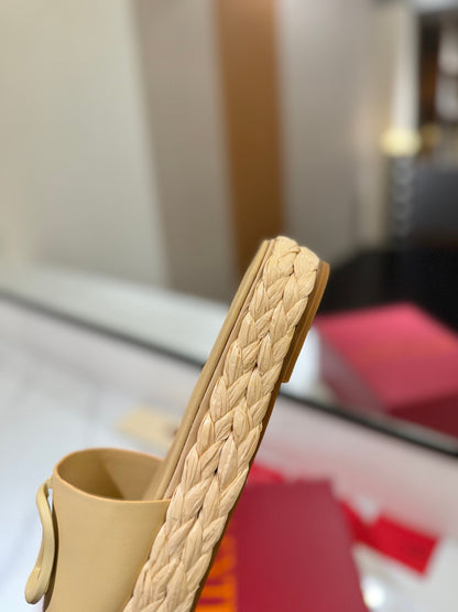 VLTN ESPADRILLE SLIDES 25S IN GOLDEN BEIGE LAMBSKIN STYLE 12