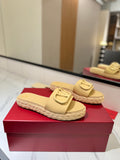 VLTN ESPADRILLE SLIDES 25S IN GOLDEN BEIGE LAMBSKIN STYLE 12
