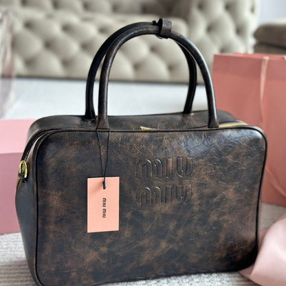 MIU MIU BEAU 34 BAG IN SAND/COFFEE CALFSKIN
