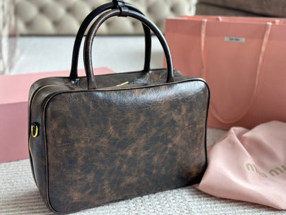 MIU MIU BEAU 34 BAG IN SAND/COFFEE CALFSKIN