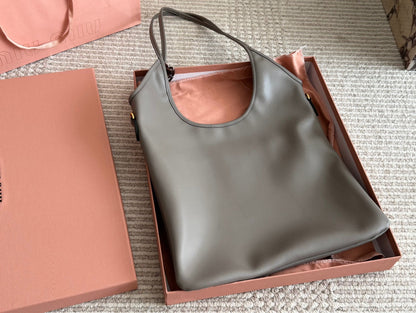 MIU MIU IVY TOTE BAG 35 IN GRAY CALFSKIN