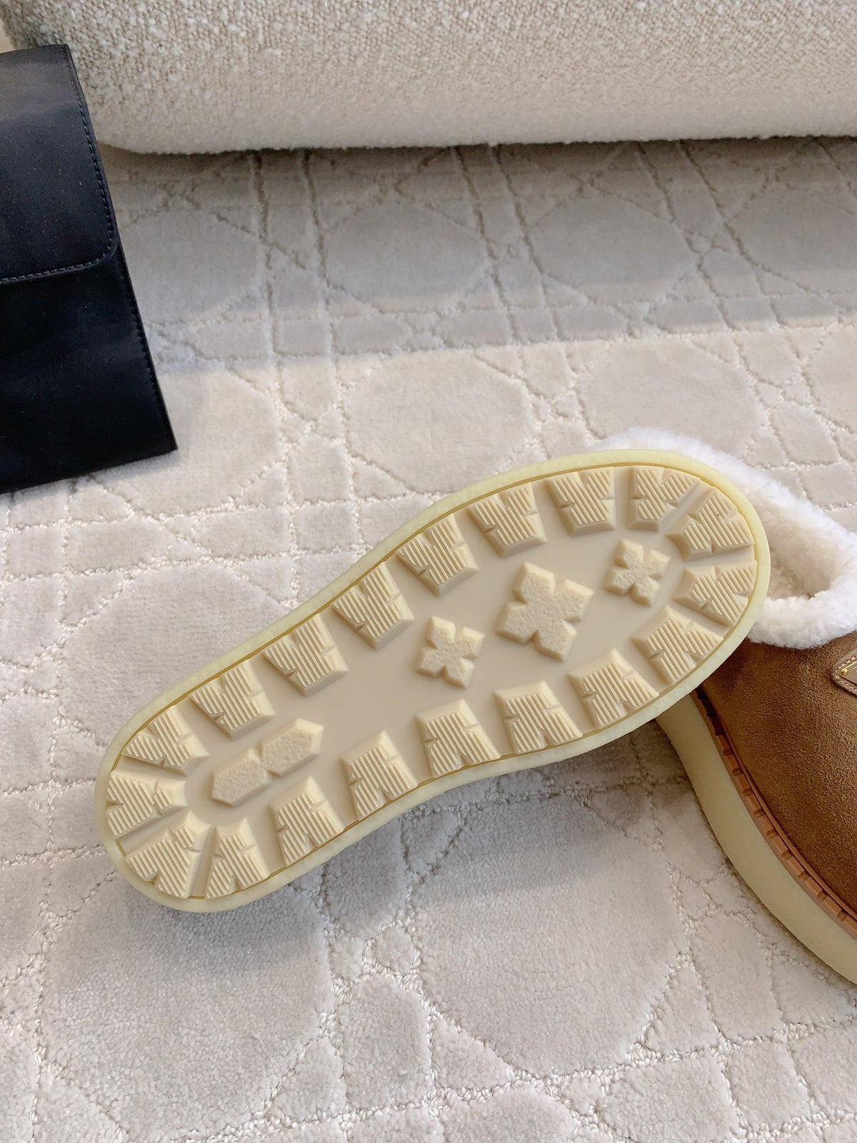 PRADA MULES SHEARLING LINING IN TAN SUEDE