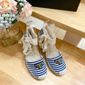 PRADA STRIPE ESPADRILLE WEDGE SANL NAVY FABRIC