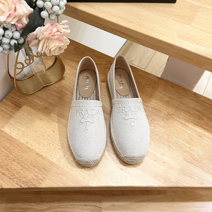 PRADA pra espadrilles beige canvas
