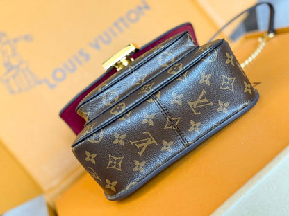 LOUIS VUITTON LV 25S CHAIN BAG 24 IN BROWN MONOGRAM CANVAS GOLD HARDWARE