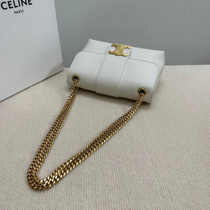 CELINE MEDIUM VICTOIRE BAG 25 IN WHITE SUPPLE CALFSKIN GOLD HARDWARE