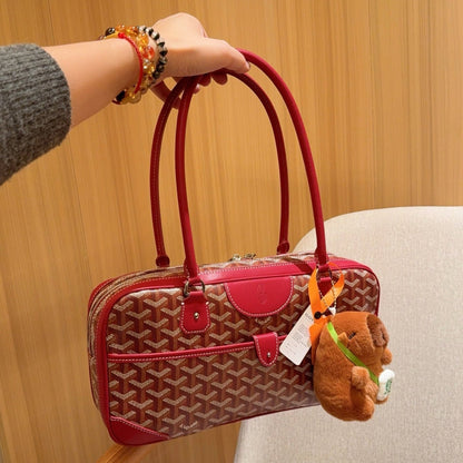 GOYARD SAINT MARTIN BAG 35 IN CADMIUM RED GOYARDINE CANVAS AND CALFSKIN