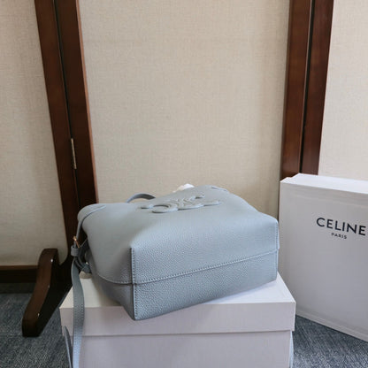 CELINE MINI CABAS ANAIS CUIR TRIOMPHE 20 IN BLUE GREY GRAINED CALFSKIN