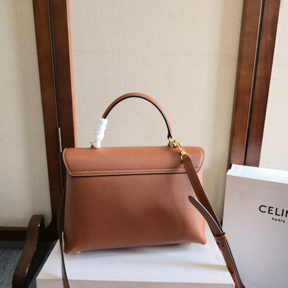 CELINE 25S MEDIUM NINO BAG 25MM IN TAN BROWN CALFSKIN GOLD HARDWARE
