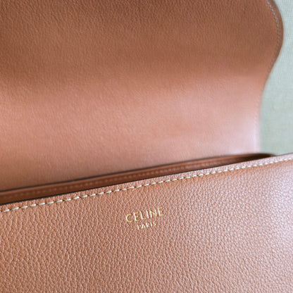 CELINE 25S MEDIUM NINO BAG 25MM IN TAN BROWN CALFSKIN GOLD HARDWARE