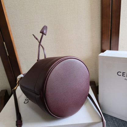 CELINE 25S CLARA BAG 19 IN SYRAH RED CALFSKIN GOLD HARDWARE
