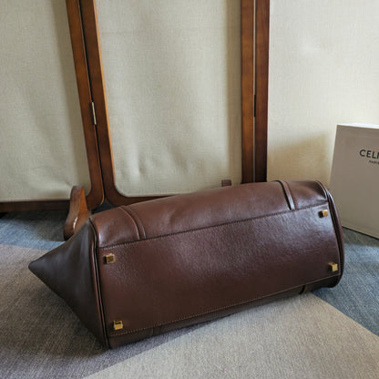 CELINE 25S MEDIUM SMILING NEW LUGGAGE 44MM IN SYRAH RED SUPPLE SHINY LAMBSKIN