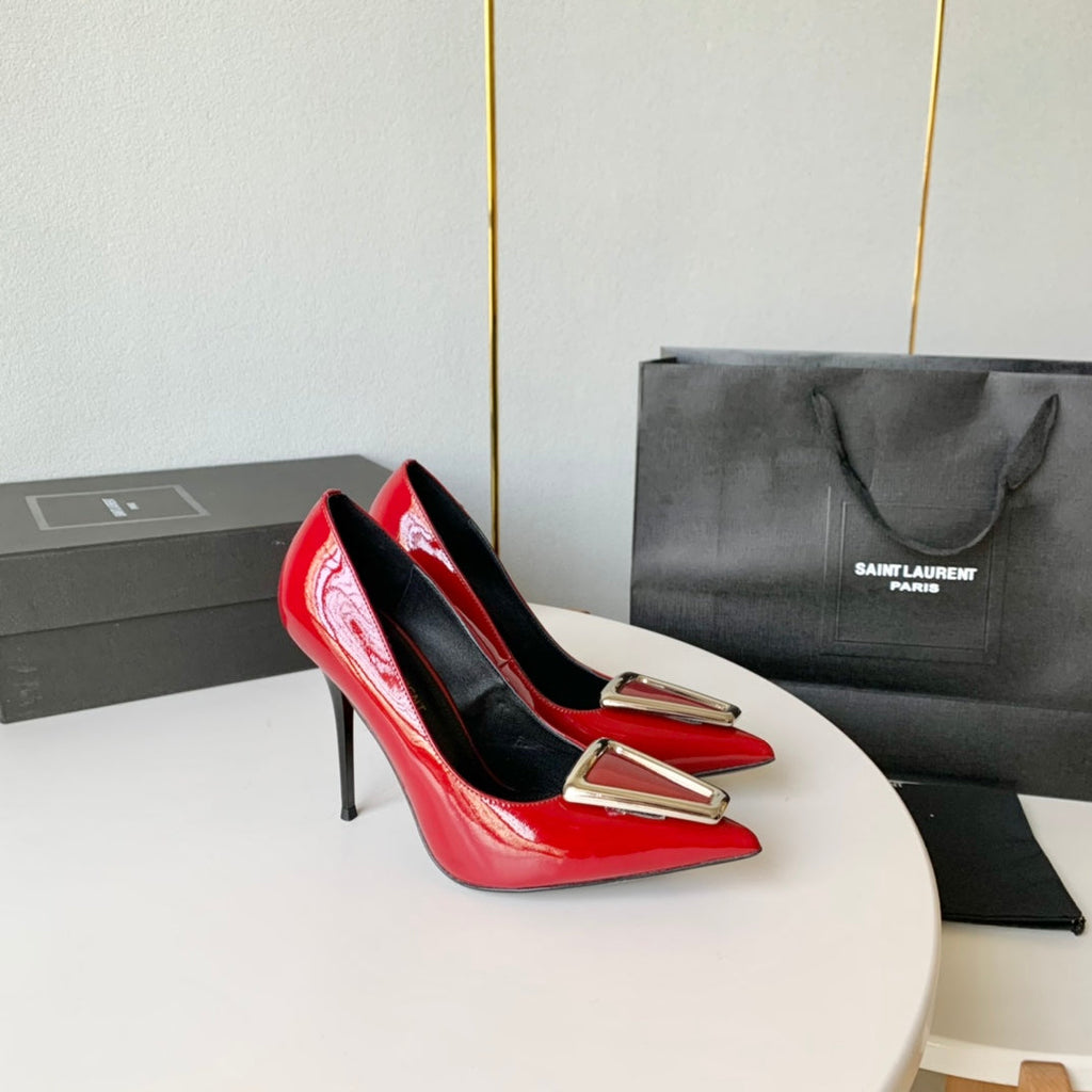 SL TRIANGLE BASIC HIGH HEELS RED CALFSKIN