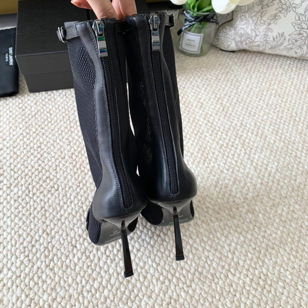 SL OXALIS BOOTIES IN BLACK MESH