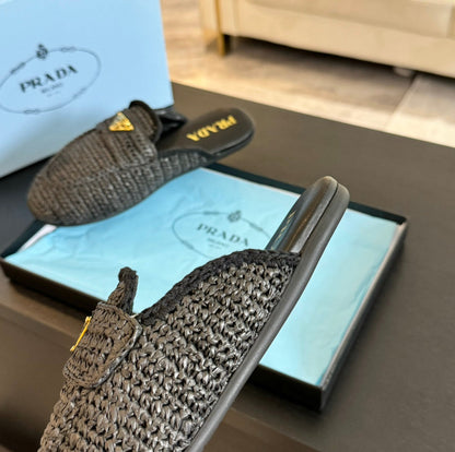PRADA CROCHET SPECIAL MULES BLACK LAMBSKIN