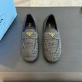 PRADA CROCHET LOAFERS BLACK CALFSKIN
