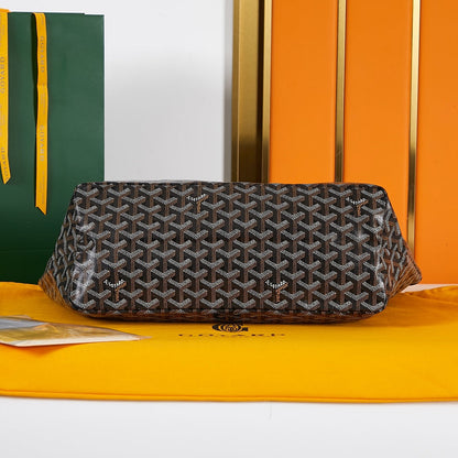 GOYARD SAINT LOUIS PM 34 IN BLACK GOYARDINE CANVAS AND CALFSKIN