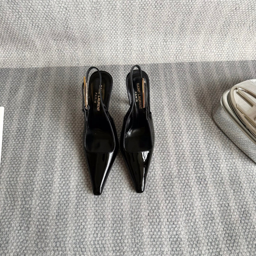 LEE SLINGBACK PUMPS 105 IN BLACK PATENT LEATHER
