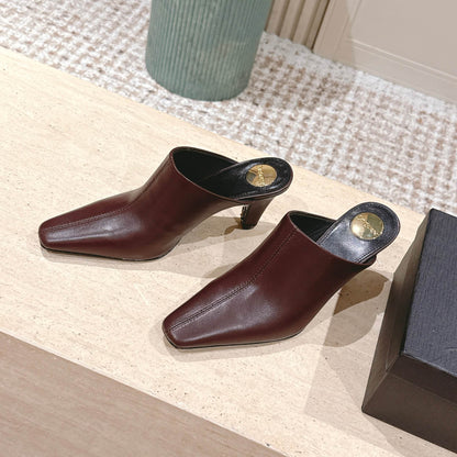 YSL 25S JILL MULES IN BURGUNDY SMOOTH CALFSKIN