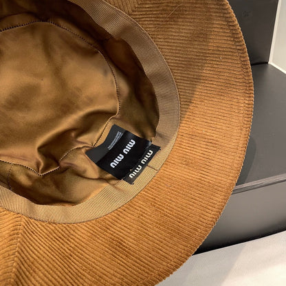 MIU MIU MM BUCKET IN BURNT ORANGE VELVET WITH LOGO