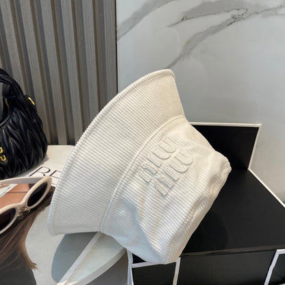 MIU MIU MM BUCKET IN WHITE VELVET WITH LOGO