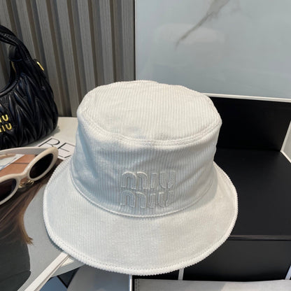 MIU MIU MM BUCKET IN WHITE VELVET WITH LOGO