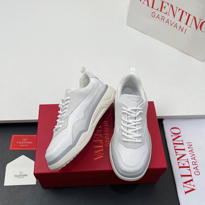 VALENTINO 25S RUNBOOT SNEAKERS IN WHITE SUEDE AND LAMBSKIN
