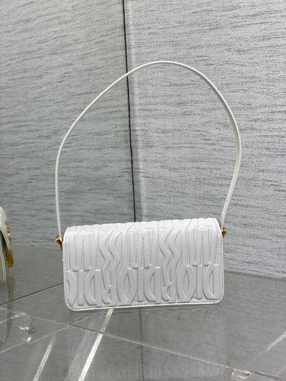 DIOR FLAP BAG 18 WHITE QUILTED ALLOVER CALFSKIN