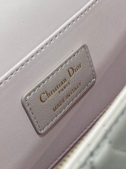 DIOR FLAP BAG 18 PALE PINK QUILTED ALLOVER CALFSKIN
