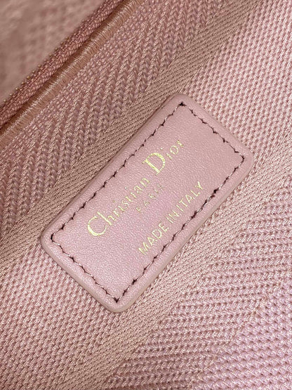 DIOR SMALL 24 LADY BAG IN PASTEL PINK CANVAS
