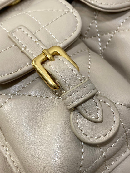 DIOR SMALL 23 CARO BACKPACK IN ALMOND BEIGE MACROCANNAGE LAMBSKIN